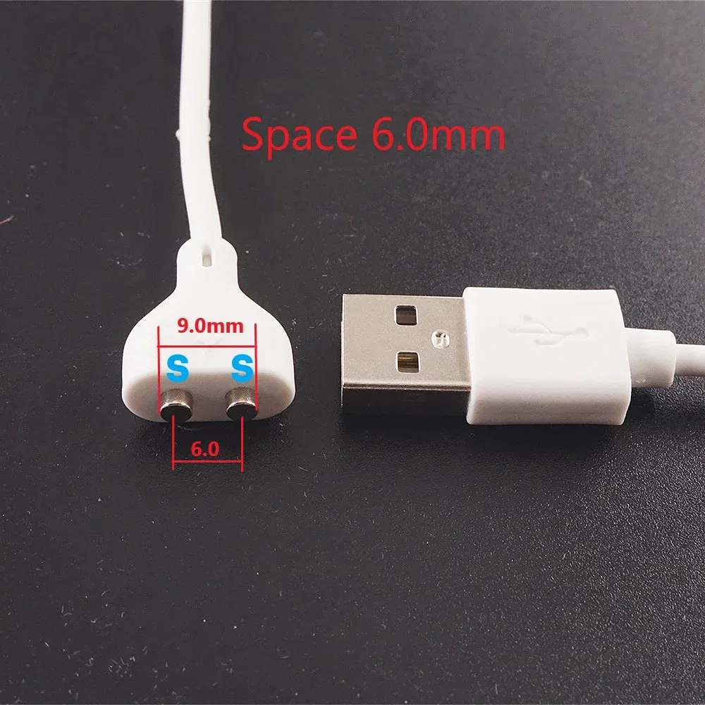 Color: Orange - 1 Pc 2 Pin Magnetic Charging Cable Center Space 5MM 6 7 8 9 10 Magnet Suction USB Power Charger Beauty Instrument Toothbrush