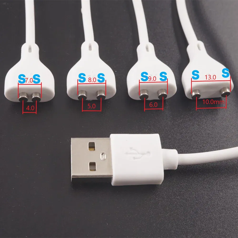 Color: Orange - 1 Pc 2 Pin Magnetic Charging Cable Center Space 5MM 6 7 8 9 10 Magnet Suction USB Power Charger Beauty Instrument Toothbrush
