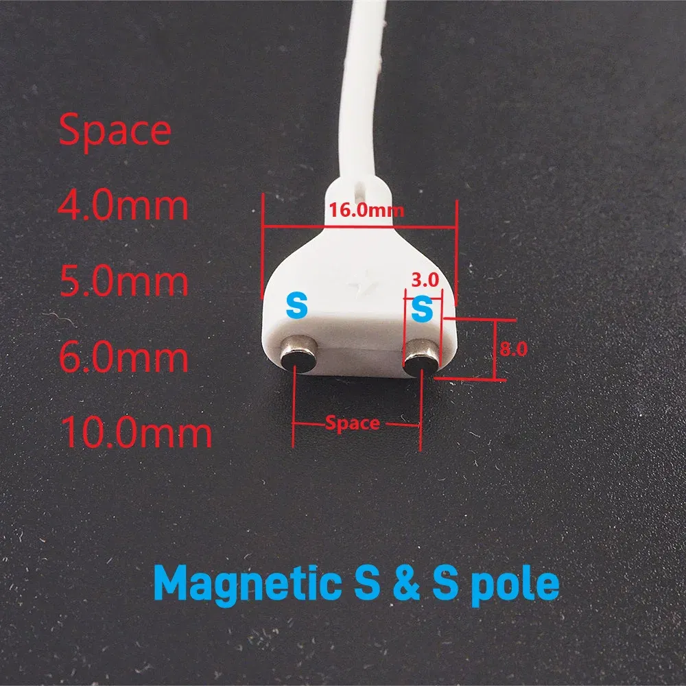 Color: Orange - 1 Pc 2 Pin Magnetic Charging Cable Center Space 5MM 6 7 8 9 10 Magnet Suction USB Power Charger Beauty Instrument Toothbrush