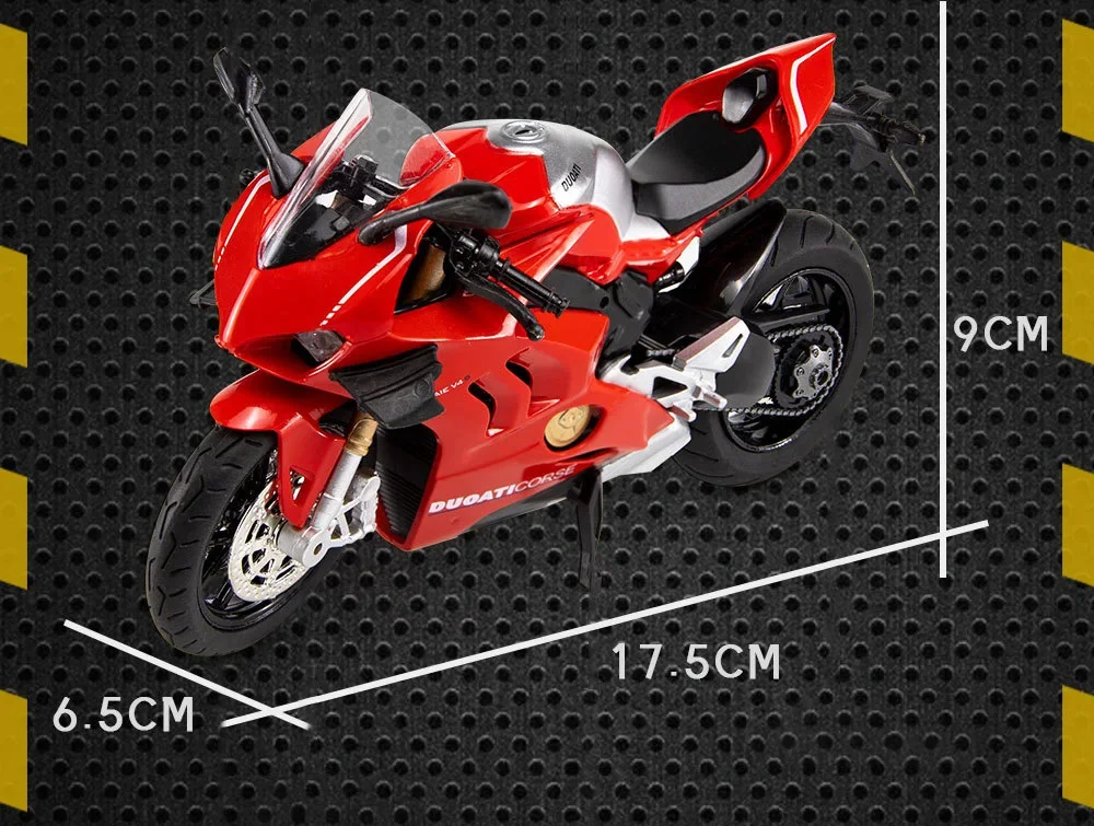 Color: black - 1:12 Ducati V4S Panigale Racing Motorcycles Simulation Alloy Motorcycle Model With Sound and Light Collection Toy Car Kid Gift