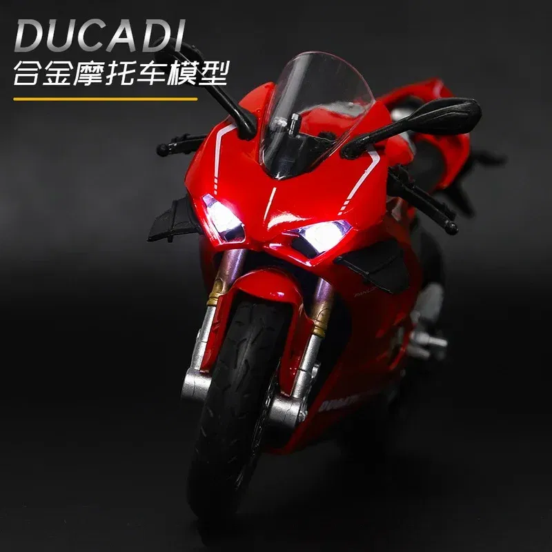 Color: black - 1:12 Ducati V4S Panigale Racing Motorcycles Simulation Alloy Motorcycle Model With Sound and Light Collection Toy Car Kid Gift