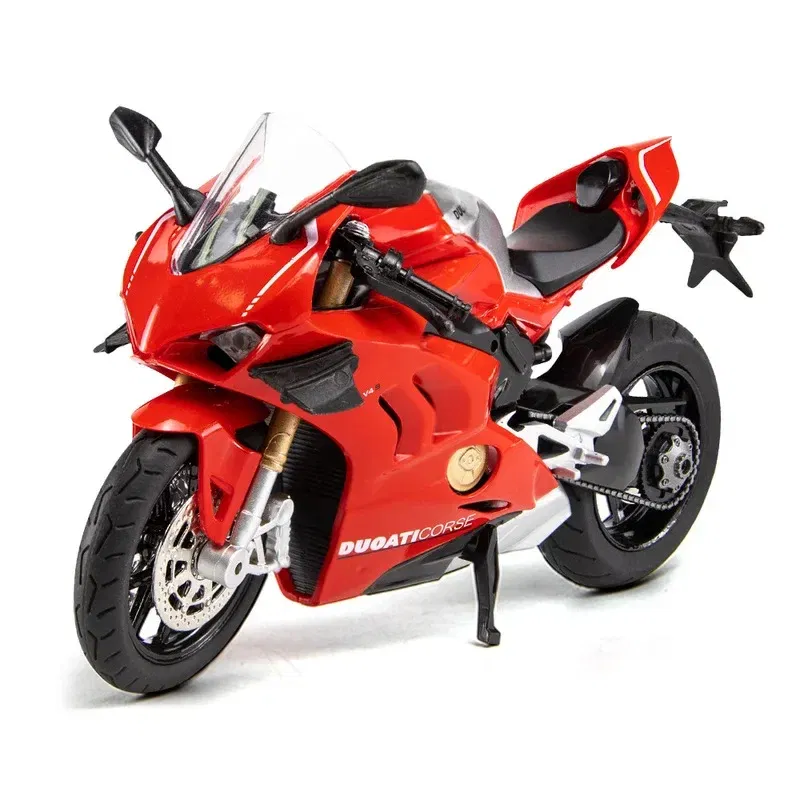 Color: black - 1:12 Ducati V4S Panigale Racing Motorcycles Simulation Alloy Motorcycle Model With Sound and Light Collection Toy Car Kid Gift