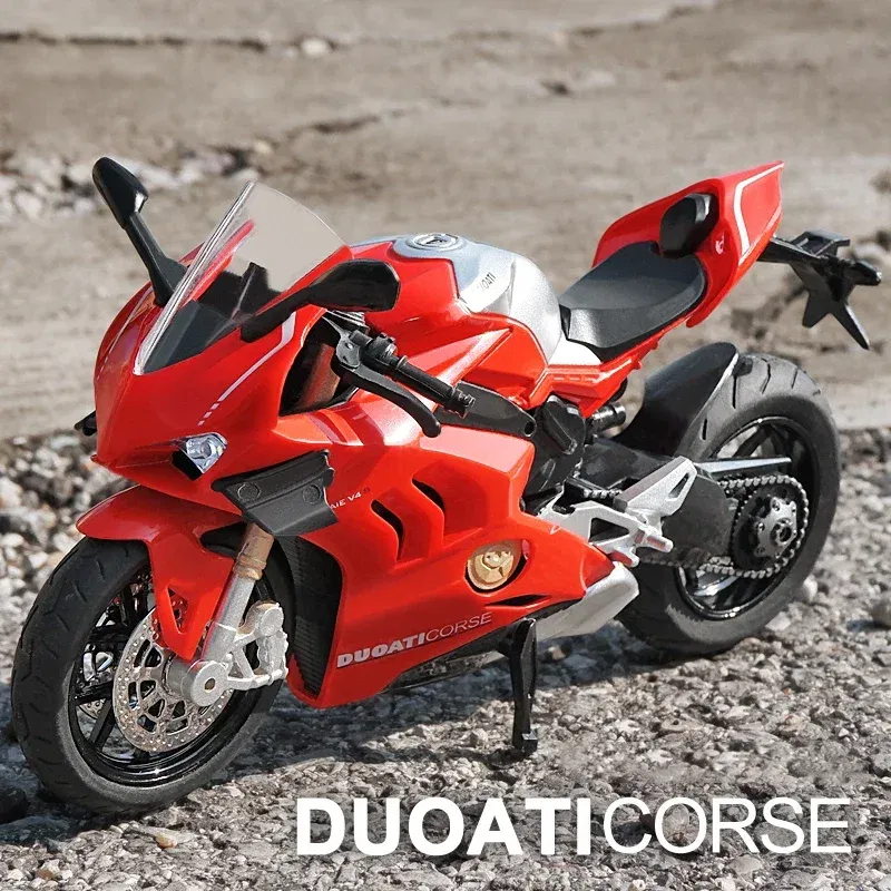 Color: black - 1:12 Ducati V4S Panigale Racing Motorcycles Simulation Alloy Motorcycle Model With Sound and Light Collection Toy Car Kid Gift