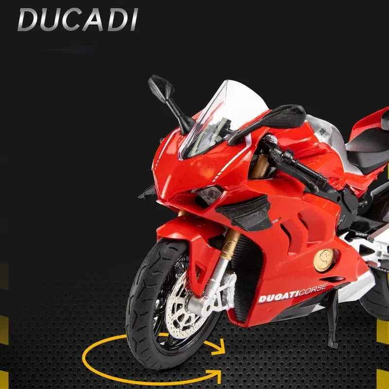 Color: black - 1:12 Ducati V4S Panigale Racing Motorcycles Simulation Alloy Motorcycle Model With Sound and Light Collection Toy Car Kid Gift