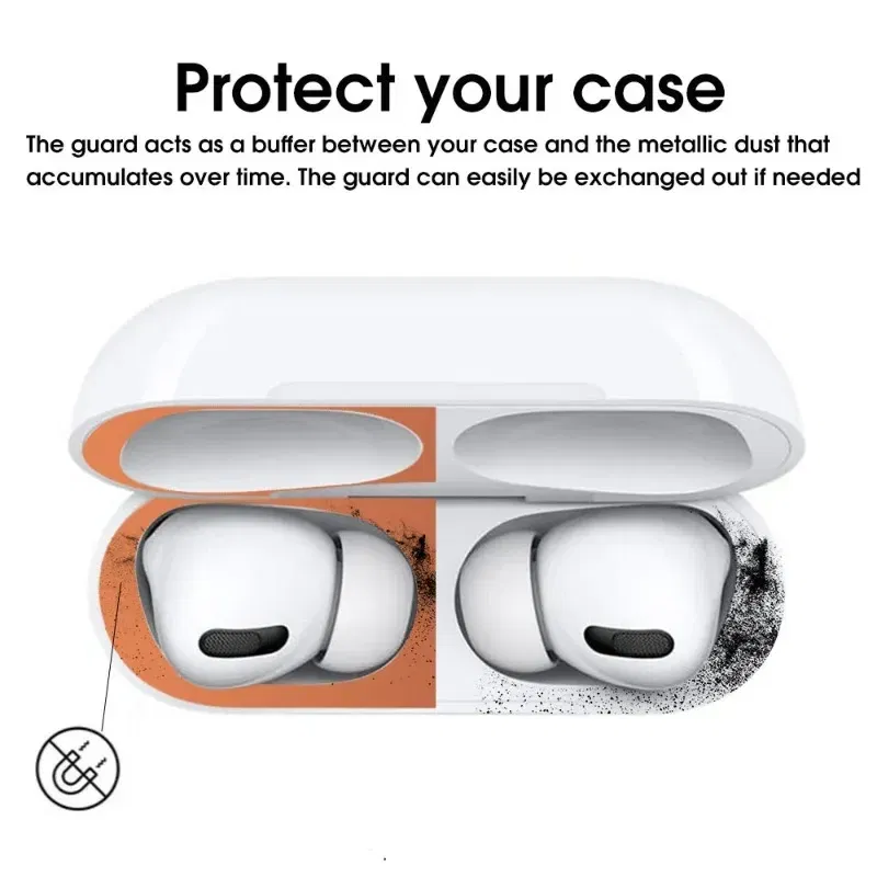 Color: Snow - Dust-proof Sticker for Apple AirPods Pro Ultra-Thin Metal Dust Guard Protective Earphone Film for AirPods Pro 2 Cleaning Sticker