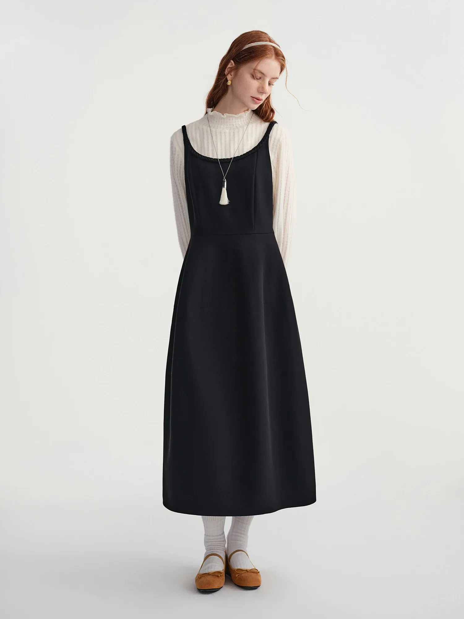 DUSHU Plus Size 2025 Women's Sleeveless Slip Midi Dress Satin Lace Trim Elegant Cocktail Party Gown Winter Velvet Evening Dress