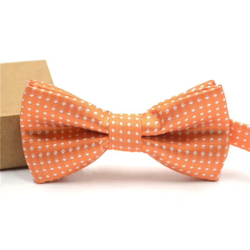 Color: Yellow - Korean Formal Dress Dots Bow Ties For Kids Business Bowknot Bridegroom Best Man Bowties Polka Dot Butterfly Cute Neckties Gift