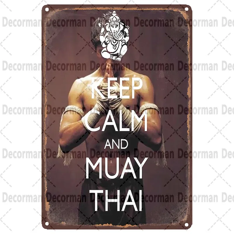 Color: VIOLET/?«?—?…° - [ Mike86 ] Muay Thai Tin Sign Wall Home Boxing Thailand Metal Poster art Painting Pub LTA-3188 20*30 CM