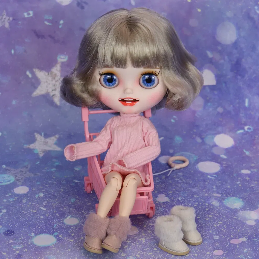 Color: Pink - Shoes For Blyth Doll Warm Snow Boot With Fur Suitable For Rubber and Joint body