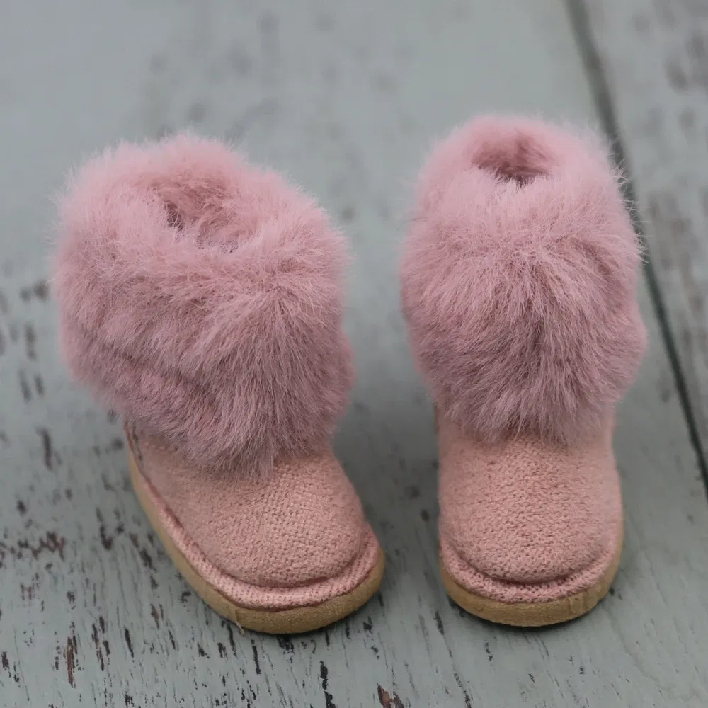 Color: Pink - Shoes For Blyth Doll Warm Snow Boot With Fur Suitable For Rubber and Joint body