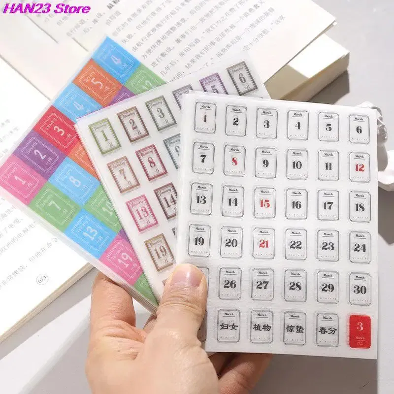 Color: WHITE - 365 Days Sticker Payment Stick Account Notebook Sticker Full Year Calendar Sticker Index Tab Reminder Sticker Student Stationery