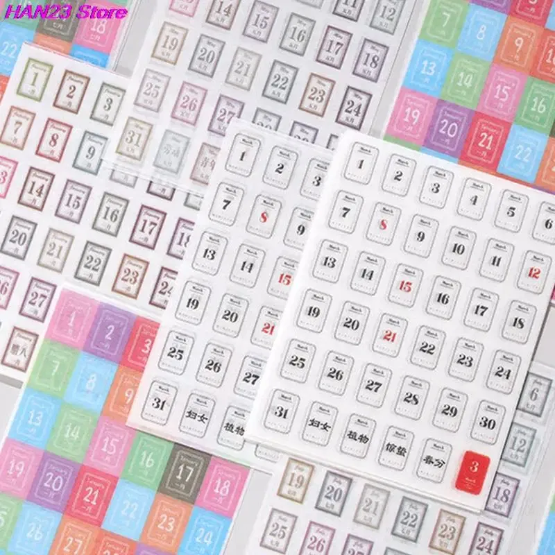 Color: WHITE - 365 Days Sticker Payment Stick Account Notebook Sticker Full Year Calendar Sticker Index Tab Reminder Sticker Student Stationery