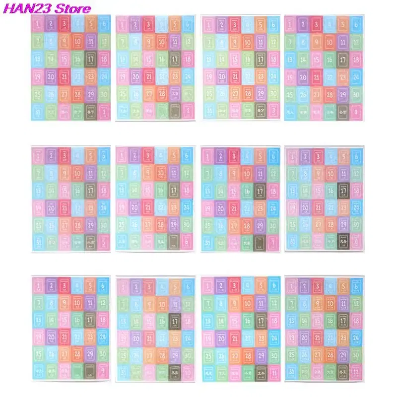 Color: WHITE - 365 Days Sticker Payment Stick Account Notebook Sticker Full Year Calendar Sticker Index Tab Reminder Sticker Student Stationery