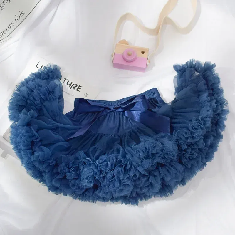 Color: Beige, Kid Size: 4 - Baby Girls Tulle Tutu Skirt Ballerina Pettiskirt Fluffy Children Ballet Skirts For Party Dance Princess Girl Tulle Clothes 1-10Y