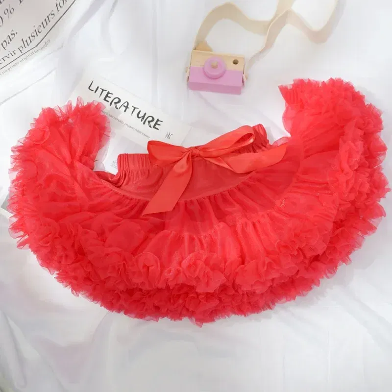 Color: Beige, Kid Size: 4 - Baby Girls Tulle Tutu Skirt Ballerina Pettiskirt Fluffy Children Ballet Skirts For Party Dance Princess Girl Tulle Clothes 1-10Y