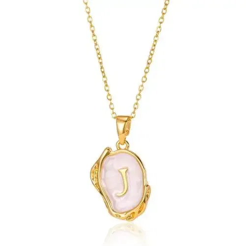 Metal Color: Champagne gold, Length: 40cm - Y2K Stainless Steels Drip Oil 26 Letter Necklaces for Women Men Alphabet A-Z Initials Pendant Necklace Aesthetic Jewelry Gift