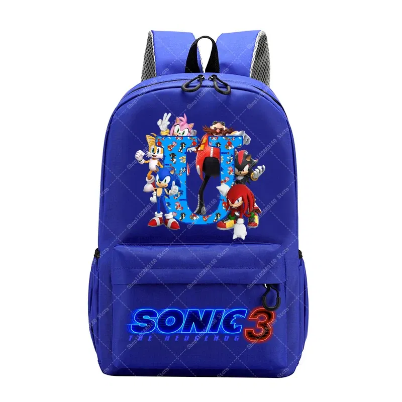 Color: SKY BLUE, Size: 12" - Sonics Children Cartoon Schoolbag Kids Anime Cute Backpack Boy Fashion Knapsack Student Casual Shoulders Book Bag Xmas Gift 2025