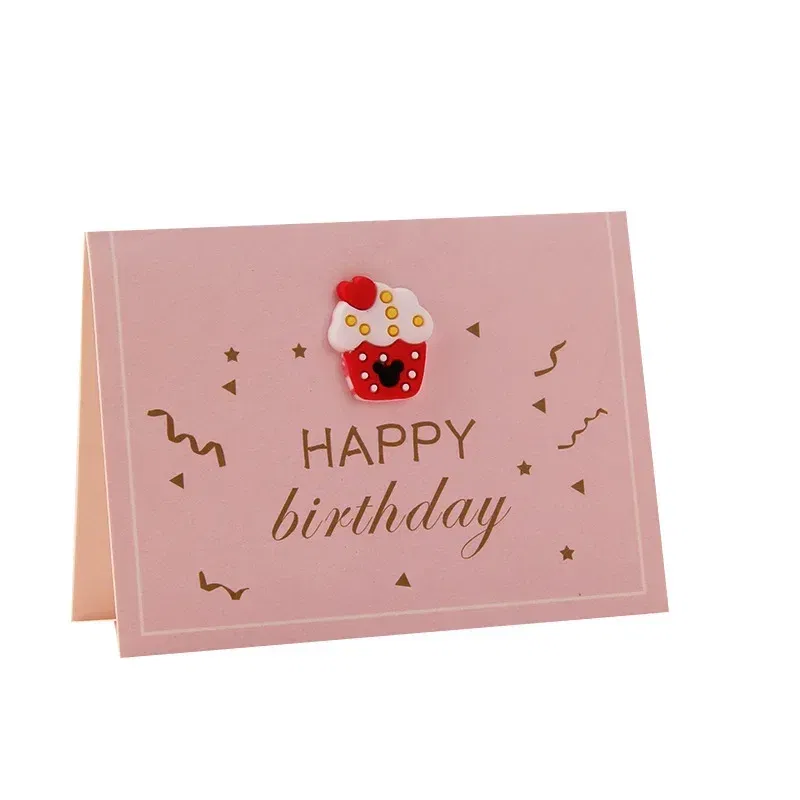 Color: light yellow - Holiday greeting card Valentine's Day Qixi flower baking birthday thank you message greeting card Invitations Party Supplies