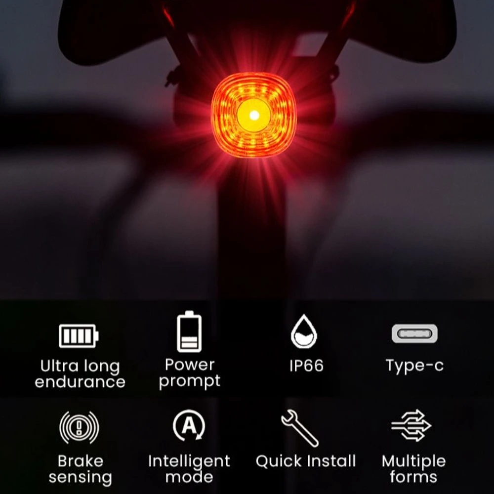 Color: WHITE - New Bicycle Smart Brake Tail Light MTB Road Bike Auto Brake Sensing Light SB Rechargeable IPX6 Waterproof LED Warning Rear Lamp
