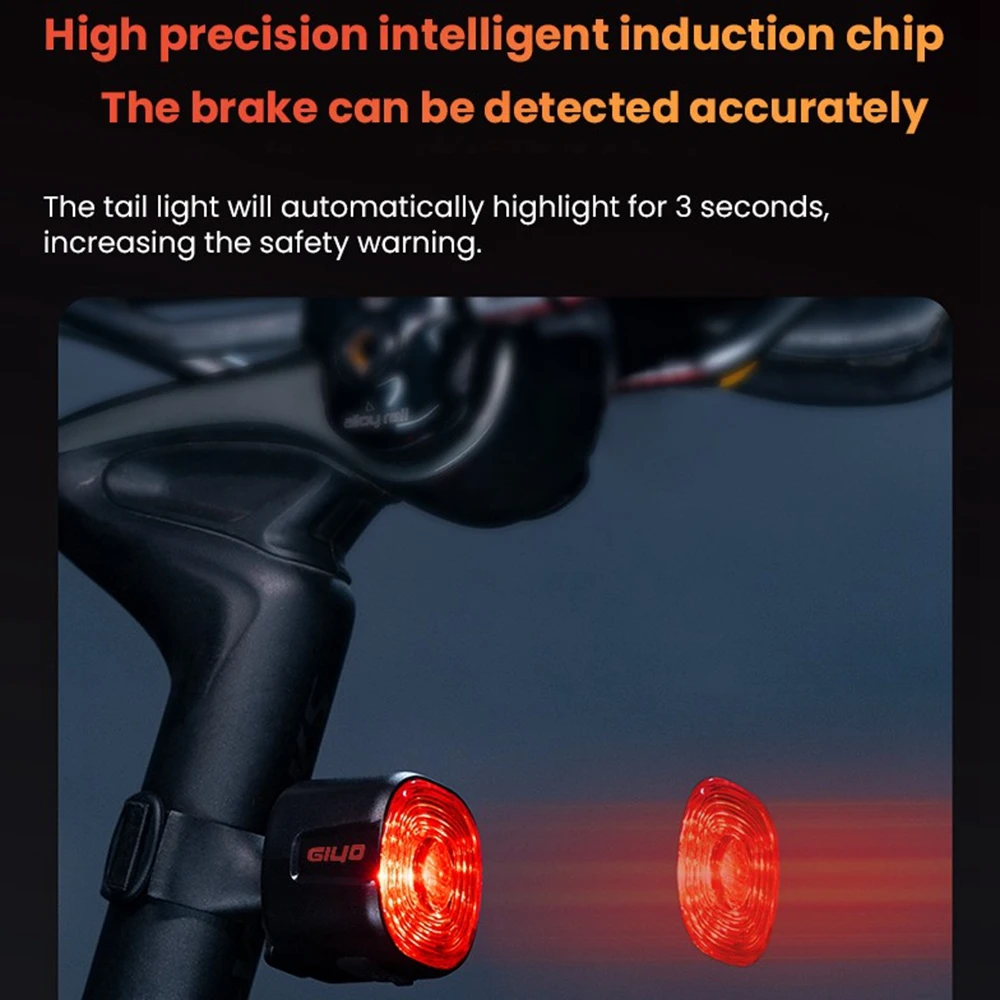 Color: WHITE - New Bicycle Smart Brake Tail Light MTB Road Bike Auto Brake Sensing Light SB Rechargeable IPX6 Waterproof LED Warning Rear Lamp
