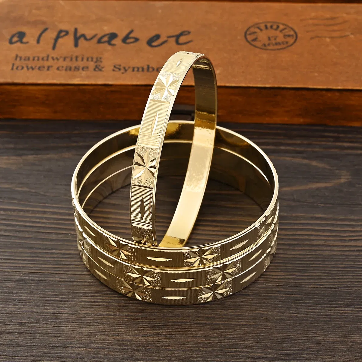 Metal Color: Blue white zinc plated - Adult Size 4PCS 65MM 9K Gold Color Hig Quality Top Sale Cute Bracelet Jewelry  Flower Bangle Girl Birthday Party Gift