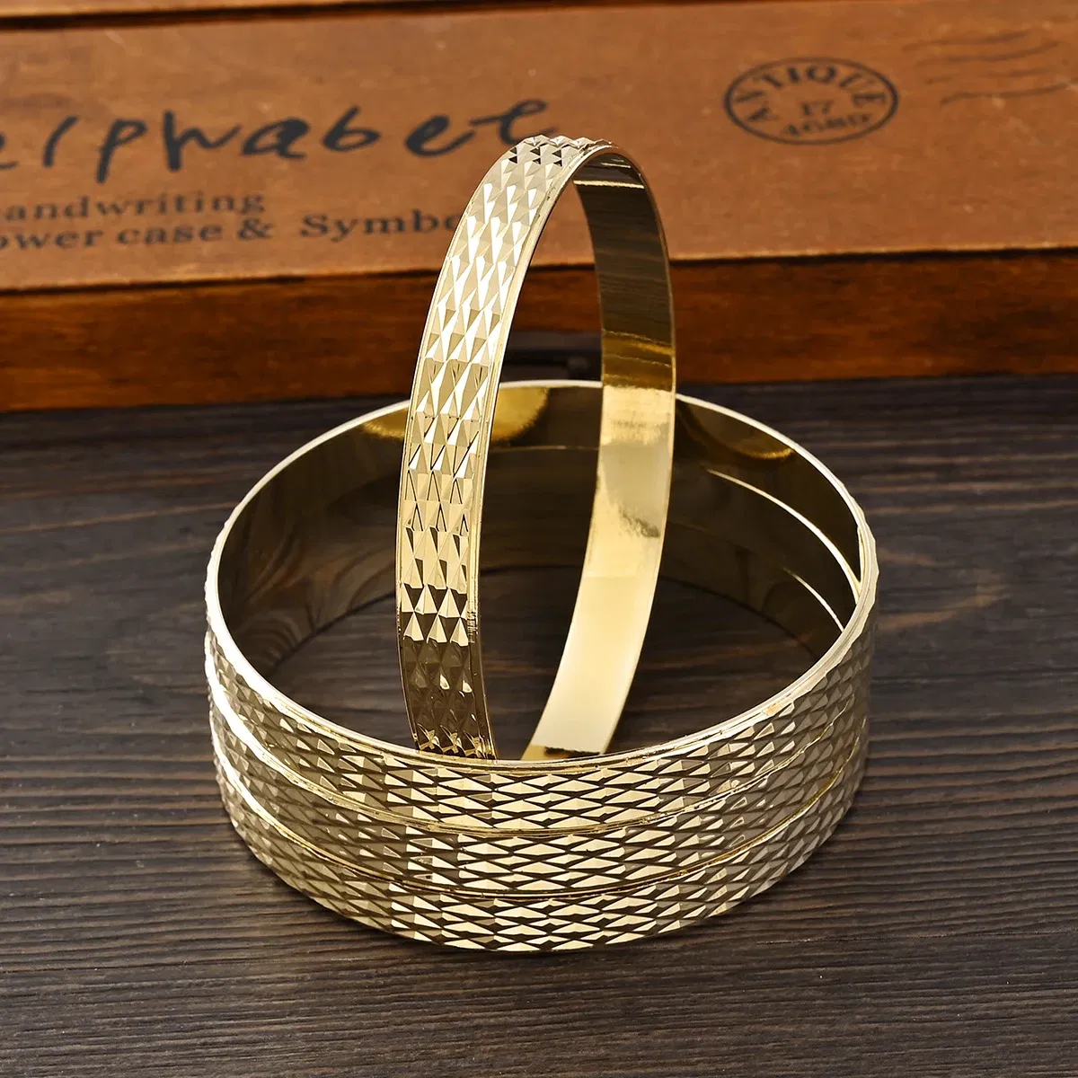 Metal Color: Blue white zinc plated - Adult Size 4PCS 65MM 9K Gold Color Hig Quality Top Sale Cute Bracelet Jewelry Flower Bangle Girl Birthday Party Gift
