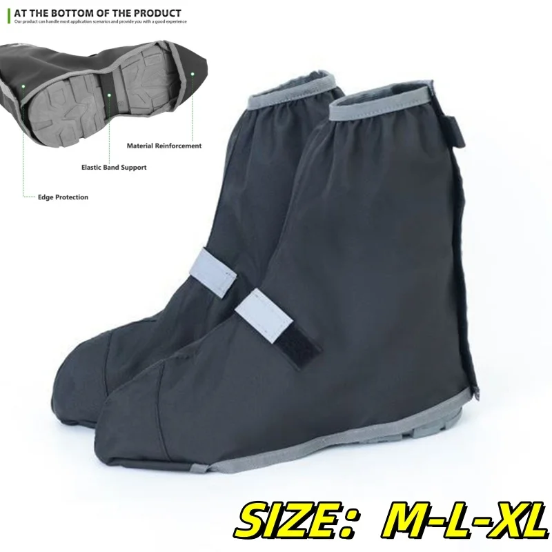 Color: GRAY - Rainy Snowy Day Reusable Shoe Cover Hiking Fishing Motorcycle Cycling Rainproof Oxford Waterproof Boot Shoes Overshoes Protector