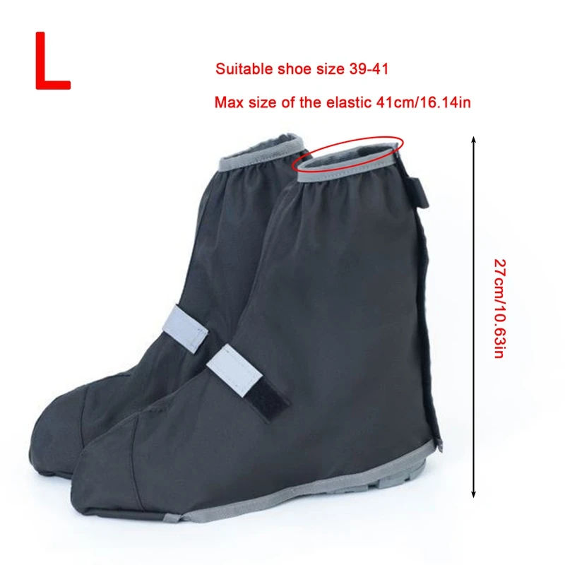 Color: GRAY - Rainy Snowy Day Reusable Shoe Cover Hiking Fishing Motorcycle Cycling Rainproof Oxford Waterproof Boot Shoes Overshoes Protector