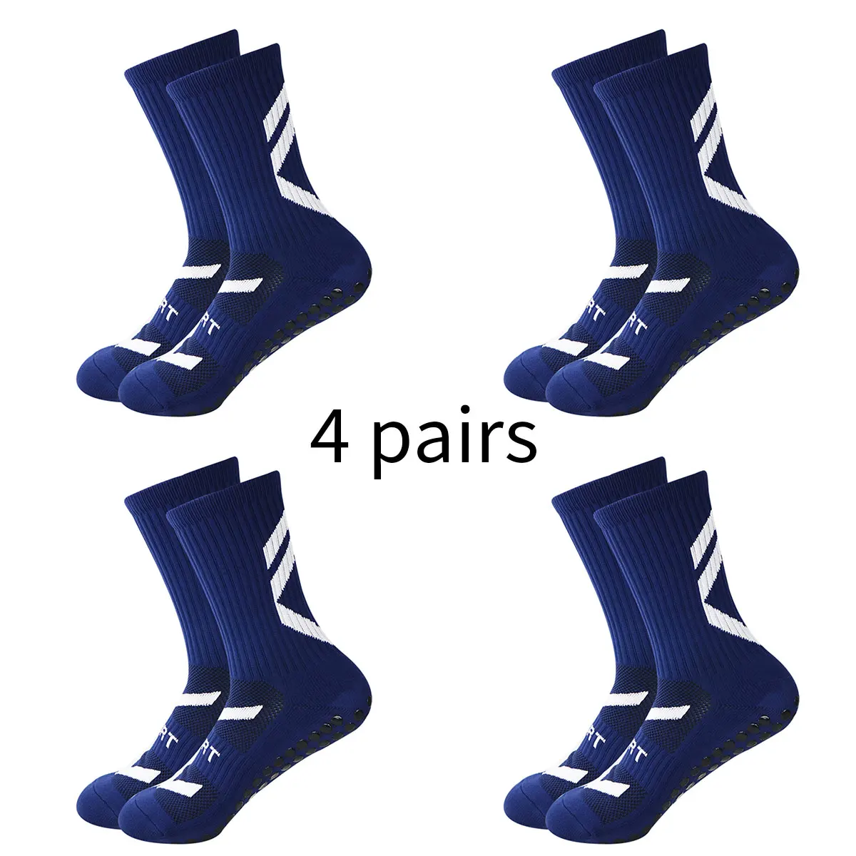 Color: Gold, Size: L - 4 pairs of new combination non slip sports socks, non slip rubber grip pads, football socks, tennis running socks