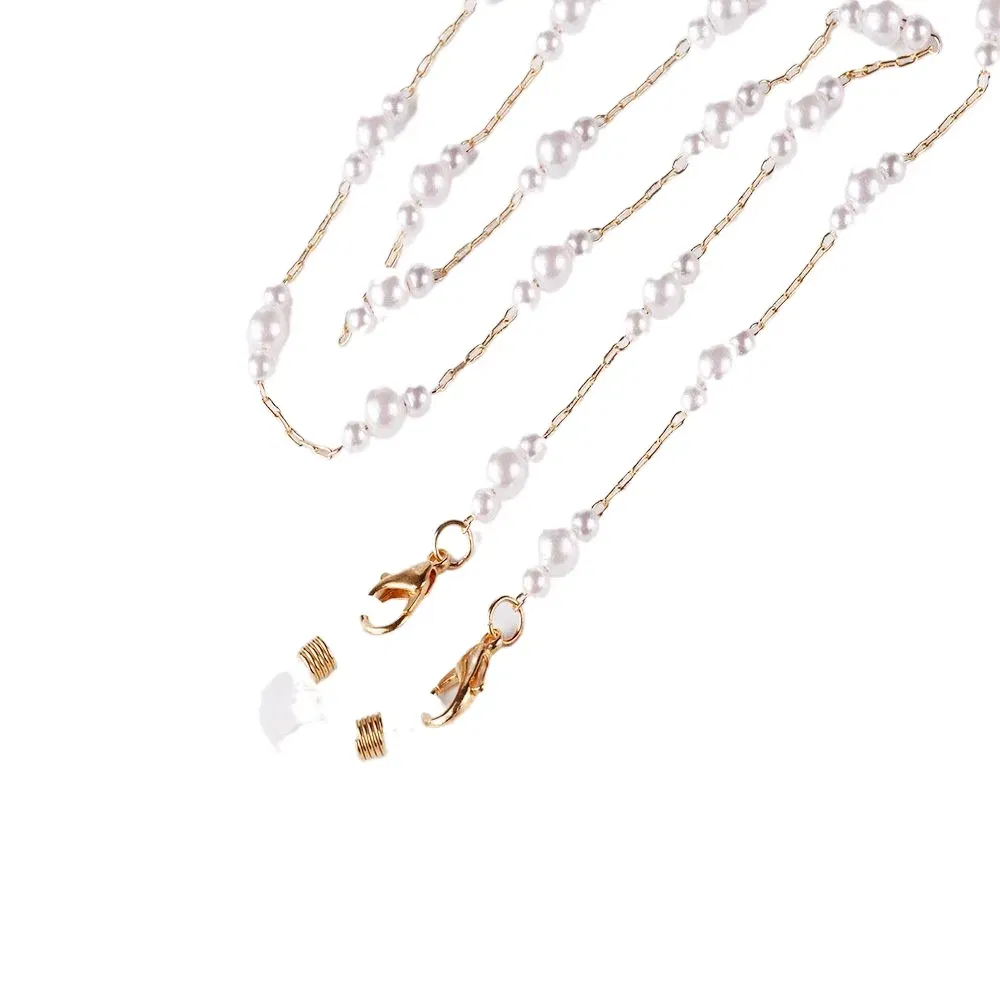 Color: WHITE - New Fashion Women Eyeglass Chain Hollow Star Pearl Beaded Sunglasses Reading Glasses Lanyard Eyewear Holder Neck Strap Rope