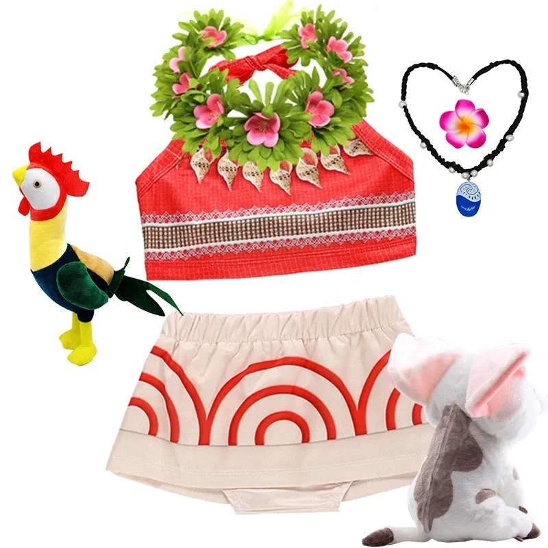 Color: Blue, Kid Size: 4T - Little Girls Dress up Moana Baby Kids Two Pieces Set Top +Pants Infant Vaiana Role Play Festival Princess Costume Casual Clothes