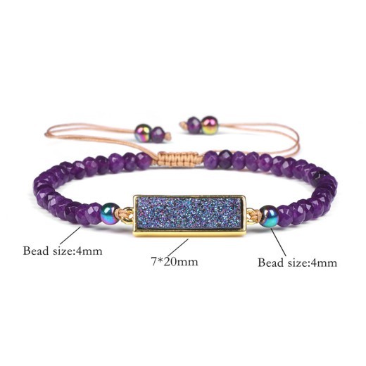 Natural Stone Woven Bracelet Mixed Shape Beads Bracelet Quartz Adjustable Rope Bracelets For Men Women