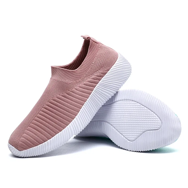 Shoe Size: 39, Color: GRAY - Women Vulcanized Shoes High Quality Women Sneakers Slip On Flats Shoes Women Loafers Plus Size 43 Walking Flat