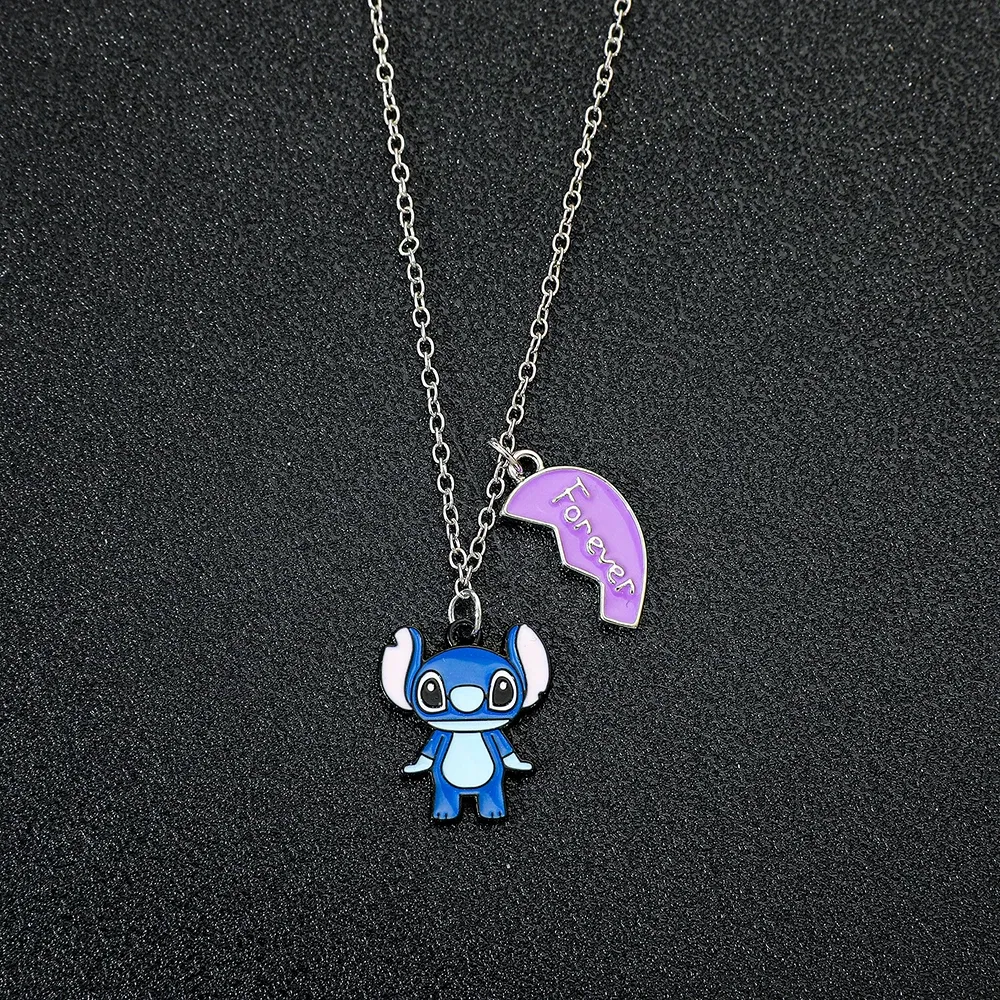 3pcs/set Best Friend Forever Necklace for 3 Girls Stitch Angel Matching Heart Pendant Necklace BFF Necklaces for Sister