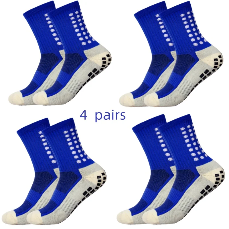Color: Pink - 4 pairs of men's soccer socks non-slip grip pad football basketball socks