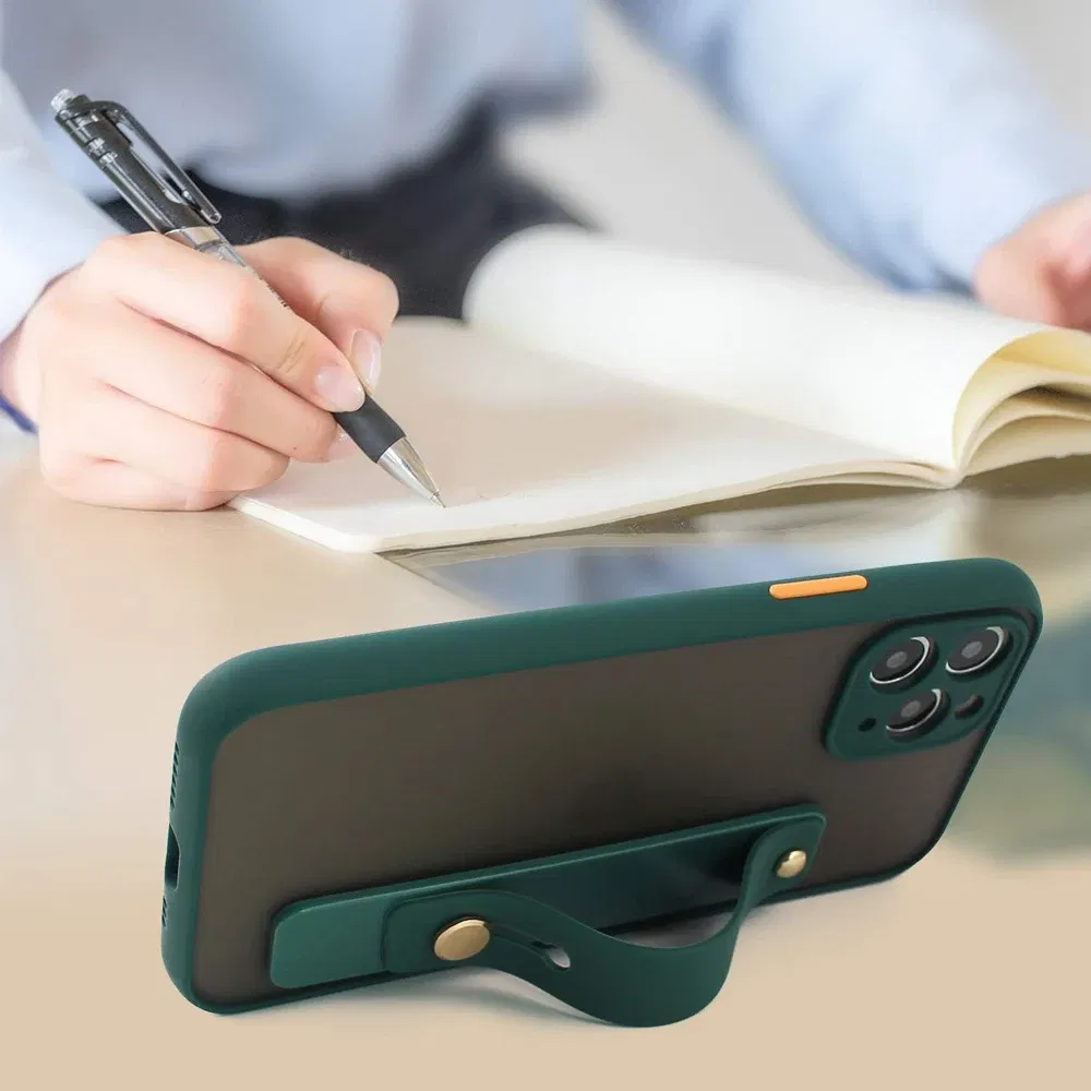 Color: GRAY - Wrist Band Hand Band Finger Grip Mobile Phone Holder Stand Push Pull Universal Plain Color Phone Socket Holder for iPhone Xiaomi