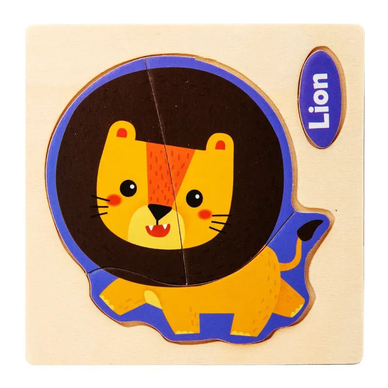 Color: Gold, Ships From: CHINA - Wooden Puzzle Jigsaw Toys For Children Wood 3d Cartoon Animal Puzzles Intelligence Kids Early Educational Toys for Children
