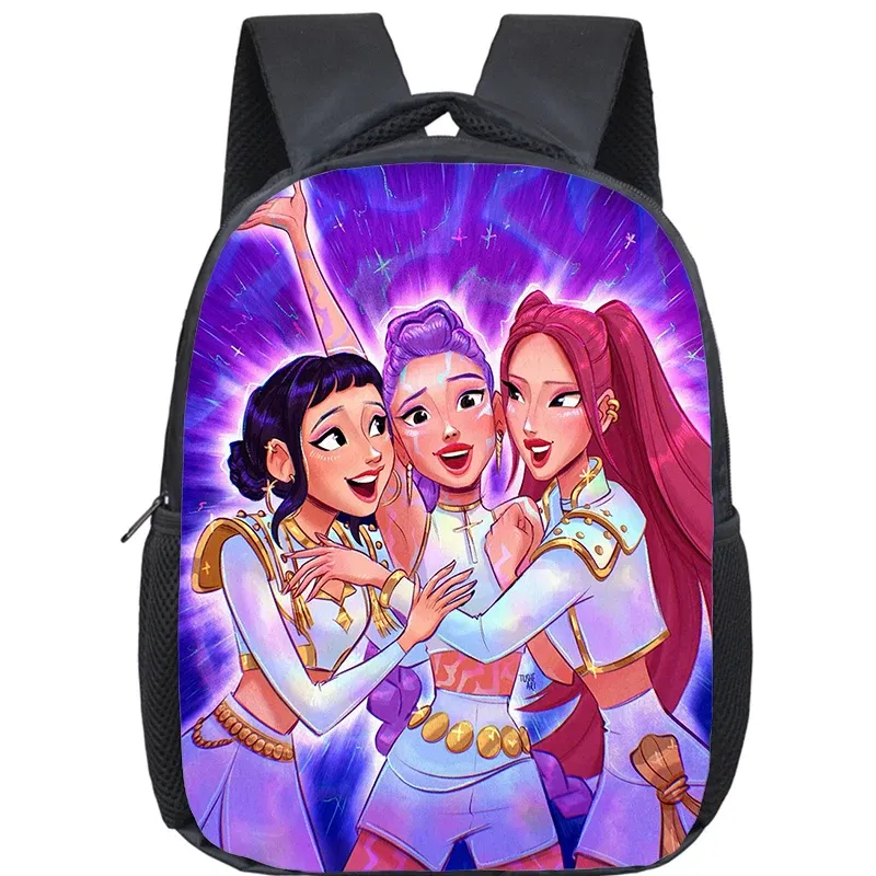 Color: Dark Khaki - KPop Demon Hunters School Bags 12inch Lightweight Children Backpack Girls Boys Orthopedic Kids Book Bags Back To School Mochilas