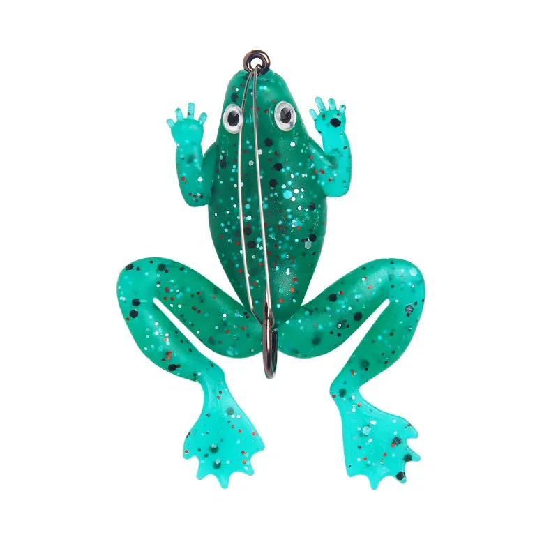 Color: Navy Blue - 1 Pcs Soft Frog Fishing Lures 6CM 5.2G Silicone Bait Frog Artificial Treble Hooks Top Water Ray Baits Fishing Tackle