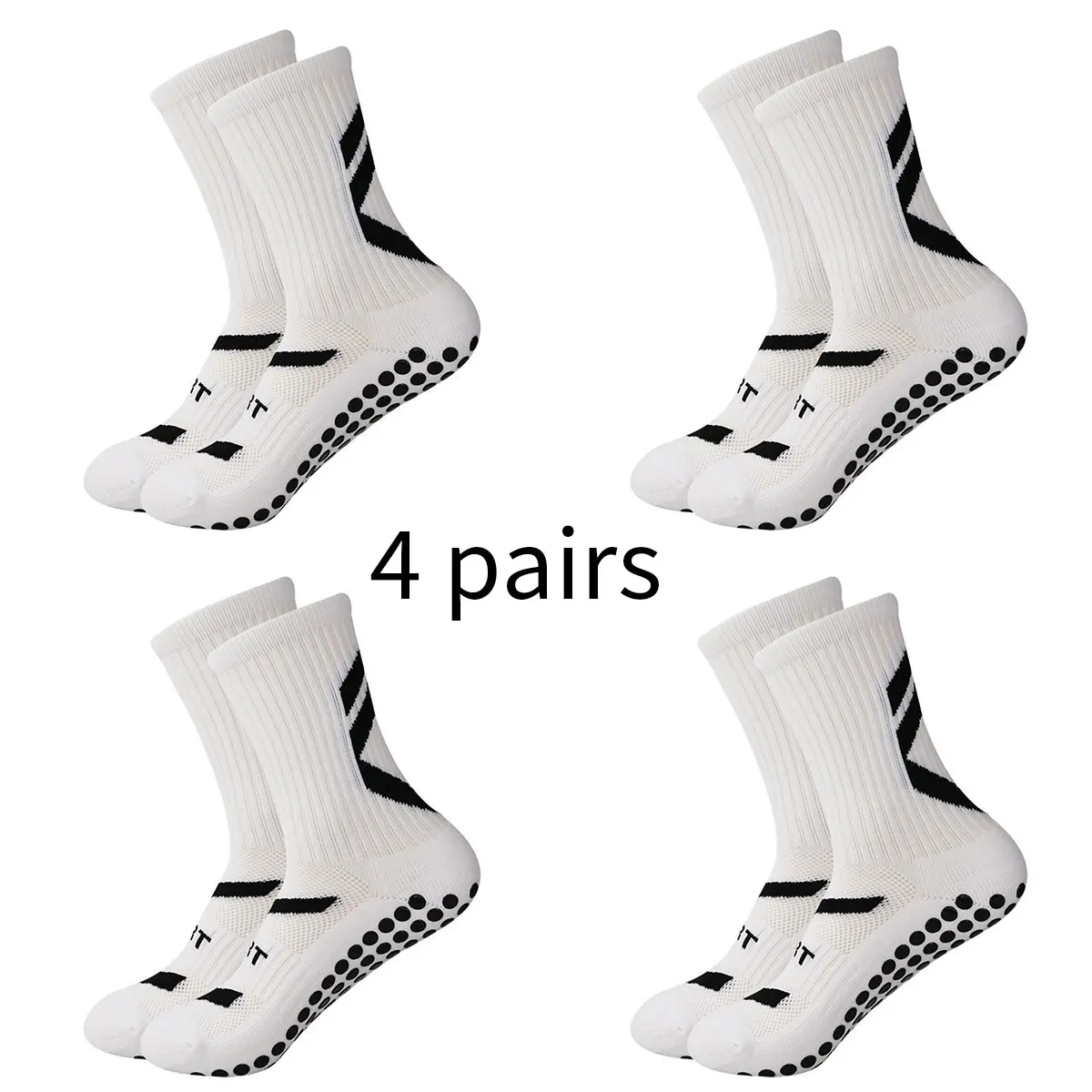 Color: Green, Size: L - 4 pairs of new combination non slip sports socks, non slip rubber grip pads, football socks, tennis running socks
