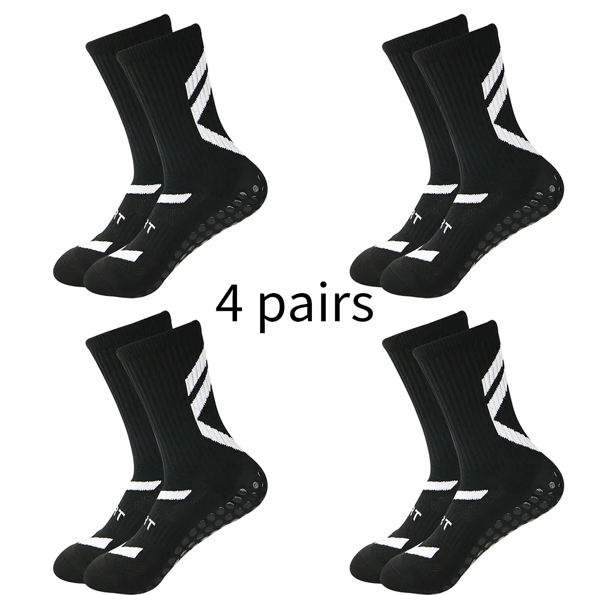Color: Green, Size: L - 4 pairs of new combination non slip sports socks, non slip rubber grip pads, football socks, tennis running socks