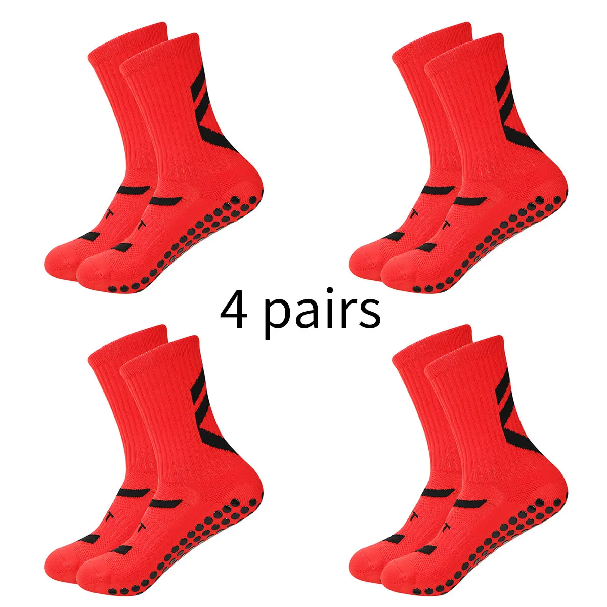 Color: Green, Size: L - 4 pairs of new combination non slip sports socks, non slip rubber grip pads, football socks, tennis running socks