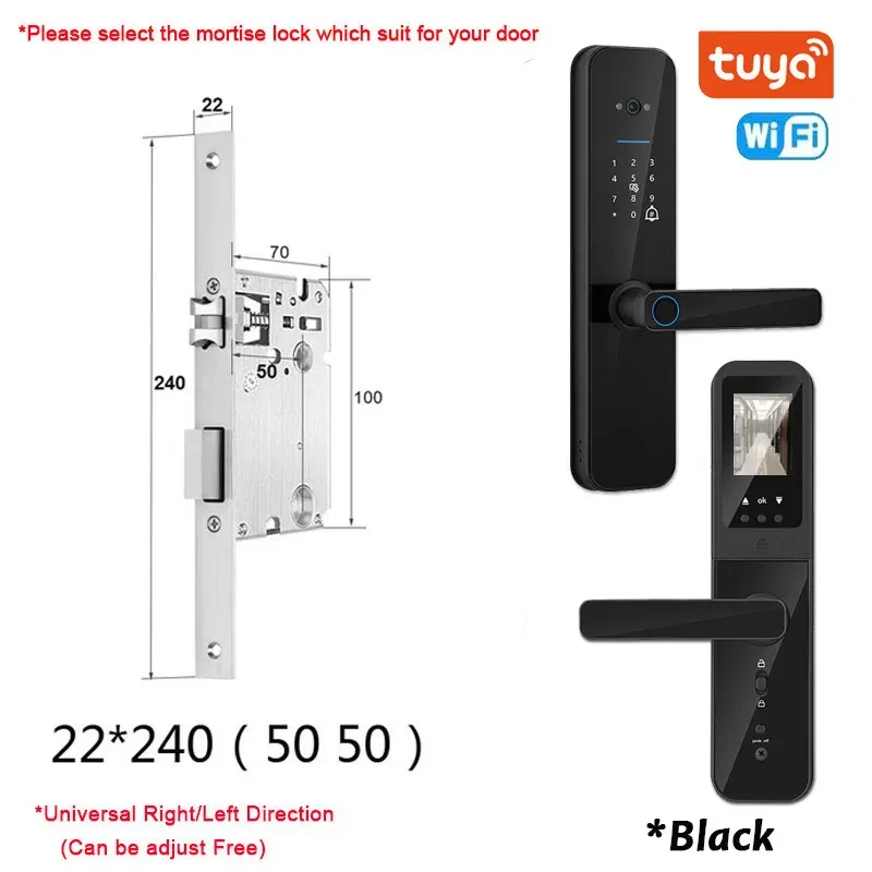Color: Dark khaki, Ships From: CHINA - New! Tuya Wifi Digital Electronic Smart Door Lock With Biometric Camera Fingerprint Smart Card Password Key Unlock