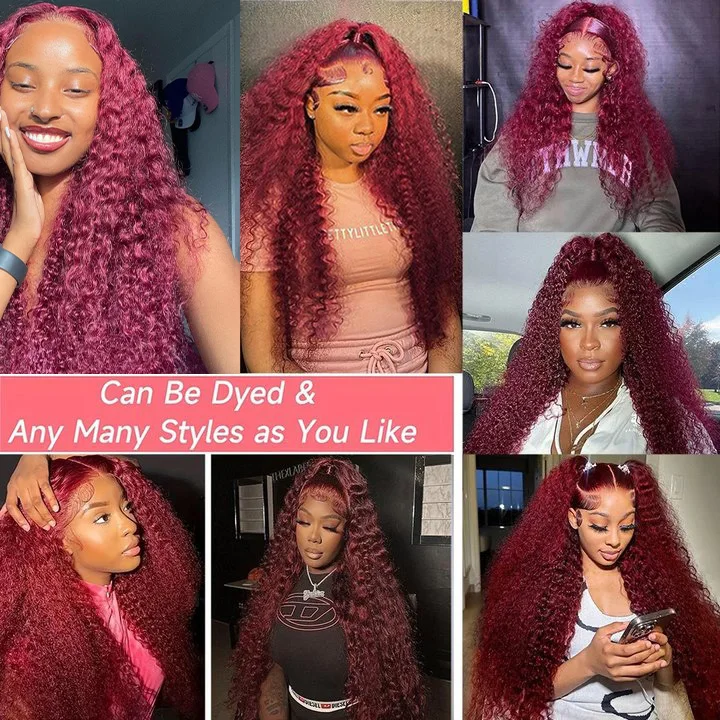 Hair Color: #2, Stretched Length: 36inches, Density: 250%, Ships From: CHINA - 30 40 Inch 99J Burgundy 13x6 Hd Lace Frontal Human Hair Wig Red Colored 13x4 Transparent Lace Curly Deep Wave Frontal Wig