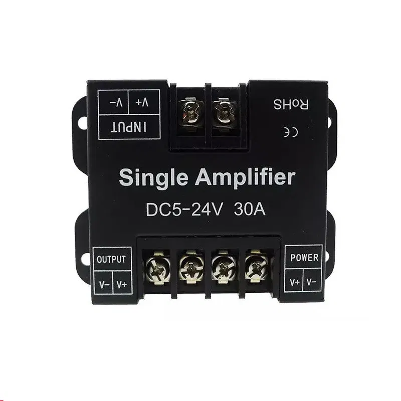 Color: Black - DC5V12V/24V Single Color/RGB/RGBW/RGBWW RGB+CCT LED Amplifier Controller 12A/24A/30A/50A 1CH/3CH/4CH/5CH Strip Power Repeater