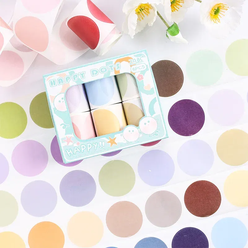 Color: Yellow - 60mm*2m/ 6Roll Washi Tape INS Stickers Masking Adhesive Creative Decor Scrapbook supplies DIY Diary Planner office stationery