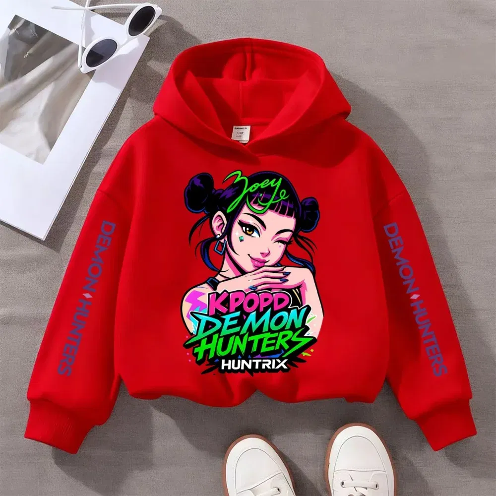 Color: Red, Kid Size: 140 - Kpop Witch Hunt Children's clothing, including men's and women's spring and autumn hoodies and fashionable sweatshirts