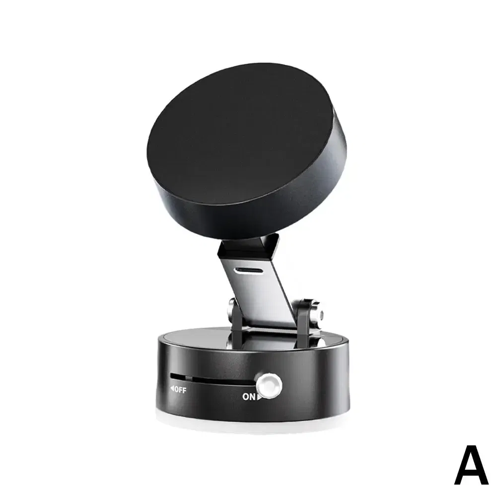 Color: black - 180 Degree Adjustable Vacuum Suction Cup Folding Magnetic Mobile Phone Holder Foldable For Magsafe Lazy Car Suction Cup Holder
