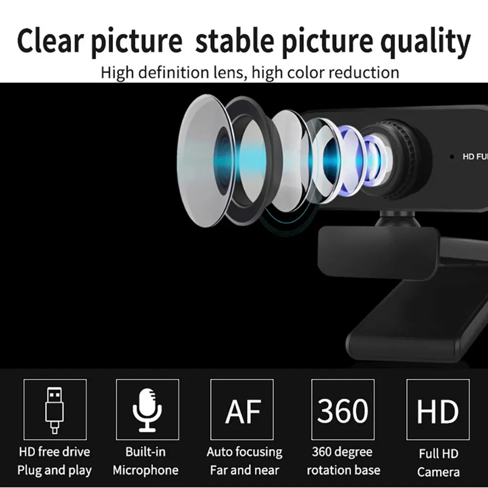 Color: Red - 4K Webcam 1080P Mini Camera 2K Full HD Webcam with Microphone 30fps USB Web Cam for Auto Focus PC Laptop Video Shooting Camera