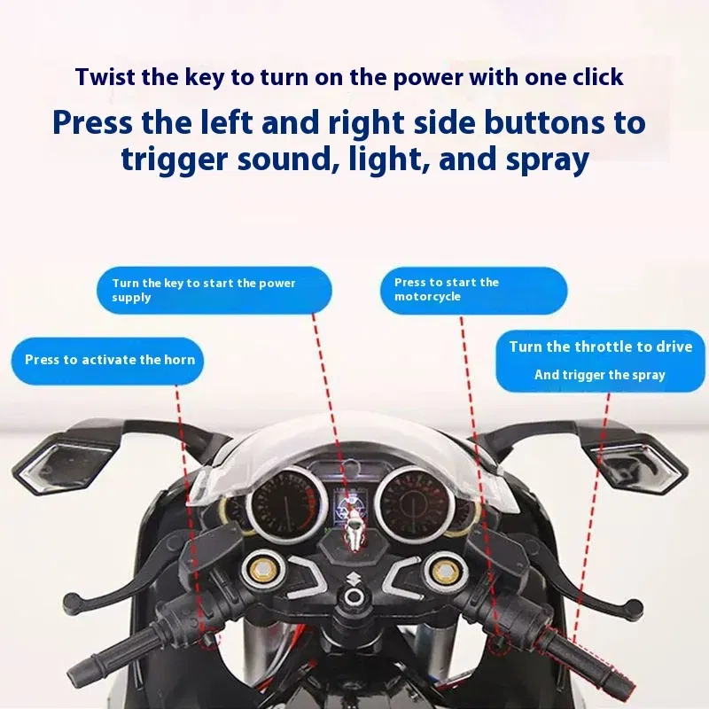 1:6 cool alloy motorcycle model, cool sound and light, exhaust pipe sprayable, the best collection for motorcycle enthusiasts